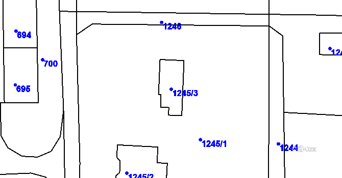 Parcela st. 1245/3 v KÚ Dýšina, Katastrální mapa