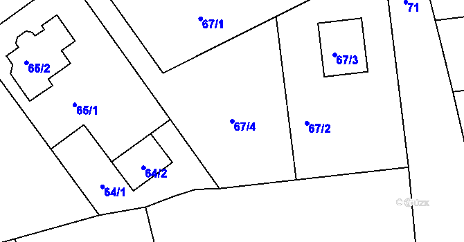 Parcela st. 67/4 v KÚ Dýšina, Katastrální mapa