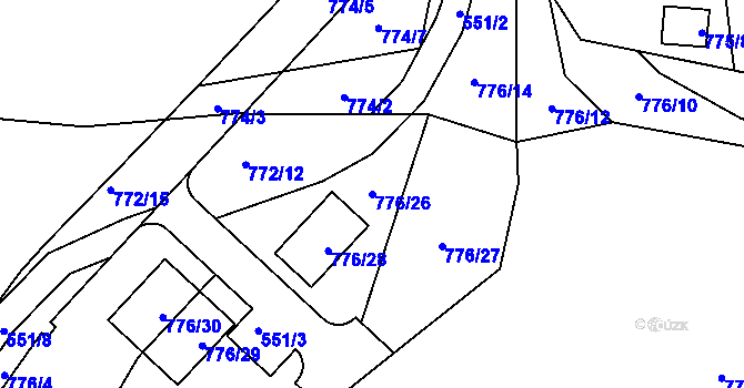 Parcela st. 776/26 v KÚ Dýšina, Katastrální mapa