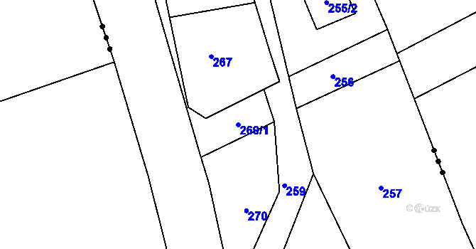 Parcela st. 269/1 v KÚ Dýšina, Katastrální mapa