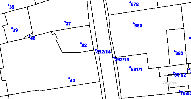 Parcela st. 392/14 v KÚ Dýšina, Katastrální mapa