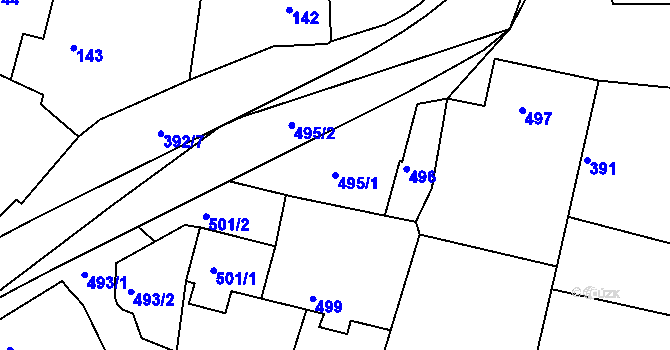 Parcela st. 495/1 v KÚ Dýšina, Katastrální mapa