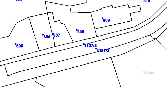 Parcela st. 1137/4 v KÚ Dýšina, Katastrální mapa