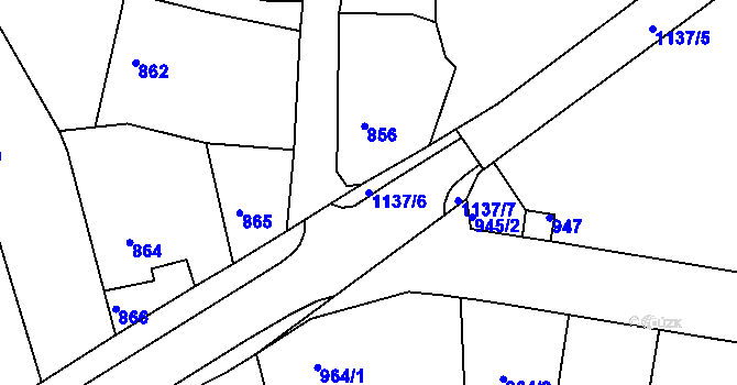 Parcela st. 1137/6 v KÚ Dýšina, Katastrální mapa