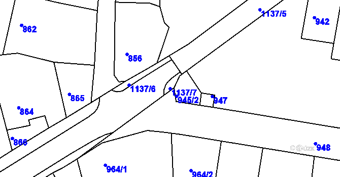 Parcela st. 1137/7 v KÚ Dýšina, Katastrální mapa