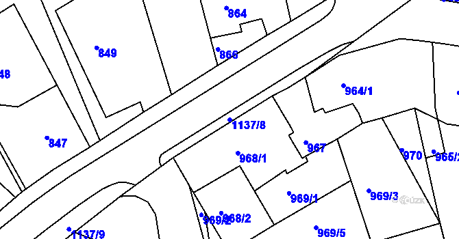 Parcela st. 1137/8 v KÚ Dýšina, Katastrální mapa