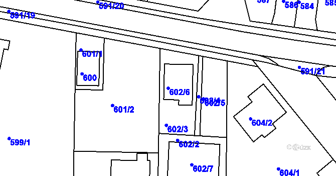 Parcela st. 602/6 v KÚ Dýšina, Katastrální mapa