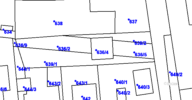 Parcela st. 636/4 v KÚ Dýšina, Katastrální mapa