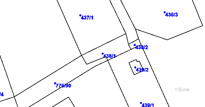 Parcela st. 438/1 v KÚ Dýšina, Katastrální mapa
