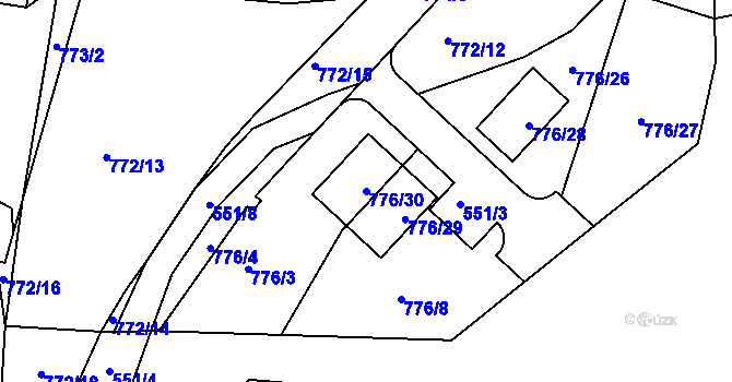 Parcela st. 776/30 v KÚ Dýšina, Katastrální mapa
