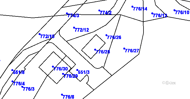 Parcela st. 776/28 v KÚ Dýšina, Katastrální mapa