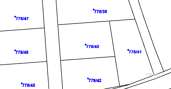 Parcela st. 778/40 v KÚ Dýšina, Katastrální mapa