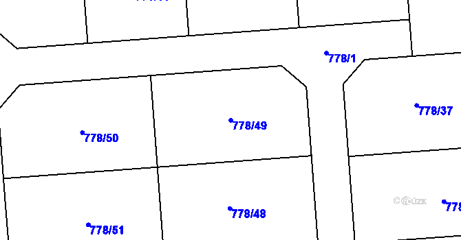 Parcela st. 778/49 v KÚ Dýšina, Katastrální mapa