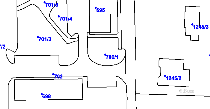 Parcela st. 700/1 v KÚ Dýšina, Katastrální mapa