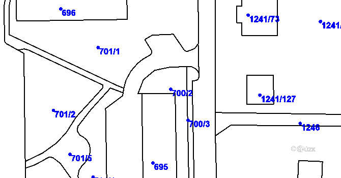Parcela st. 700/2 v KÚ Dýšina, Katastrální mapa