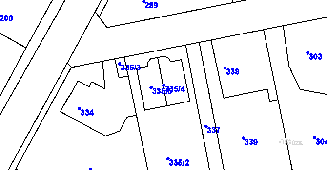 Parcela st. 335/4 v KÚ Dýšina, Katastrální mapa