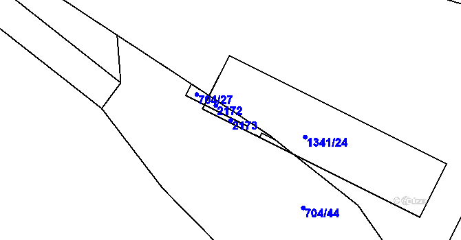 Parcela st. 2173 v KÚ Dýšina, Katastrální mapa