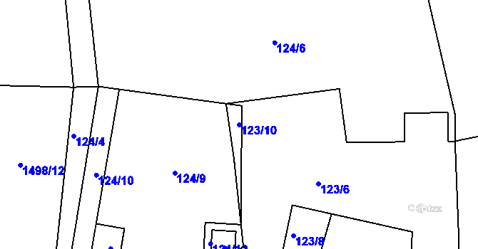 Parcela st. 123/10 v KÚ Dýšina, Katastrální mapa