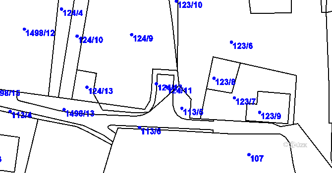 Parcela st. 124/11 v KÚ Dýšina, Katastrální mapa