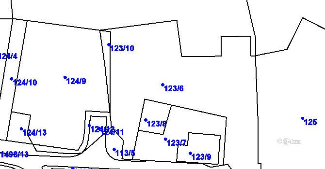 Parcela st. 123/6 v KÚ Dýšina, Katastrální mapa
