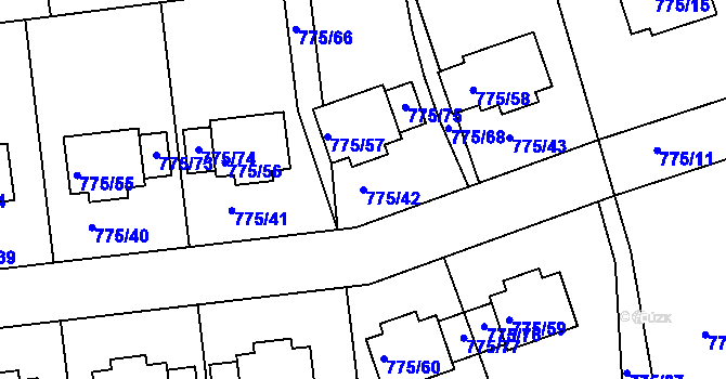 Parcela st. 775/42 v KÚ Dýšina, Katastrální mapa