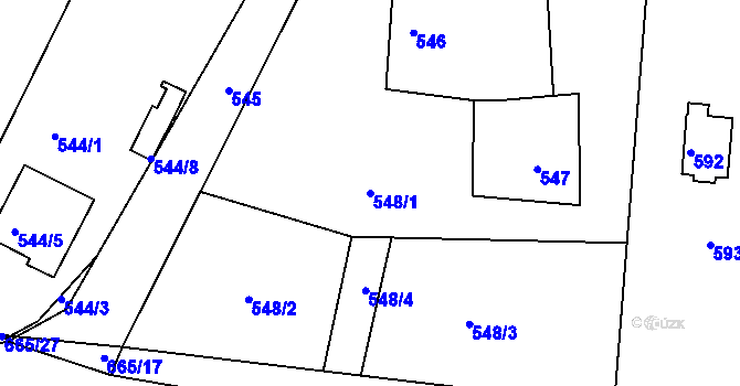 Parcela st. 548/1 v KÚ Dýšina, Katastrální mapa