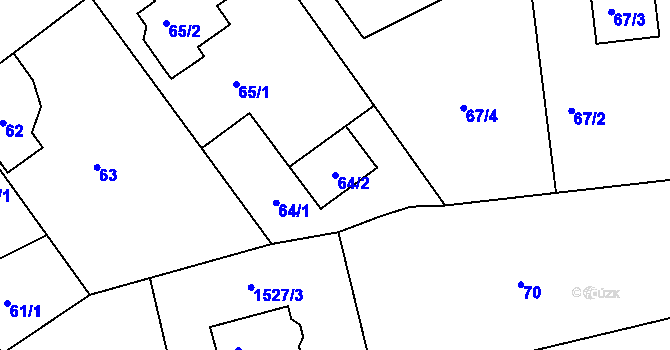 Parcela st. 64/2 v KÚ Dýšina, Katastrální mapa