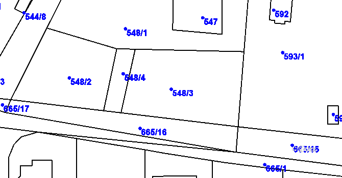 Parcela st. 548/3 v KÚ Dýšina, Katastrální mapa