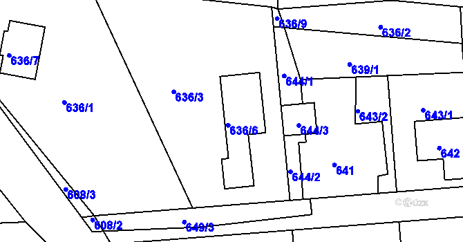 Parcela st. 636/6 v KÚ Dýšina, Katastrální mapa