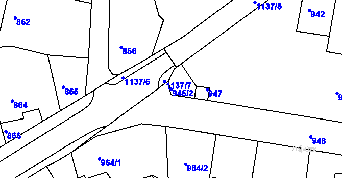 Parcela st. 945/2 v KÚ Dýšina, Katastrální mapa