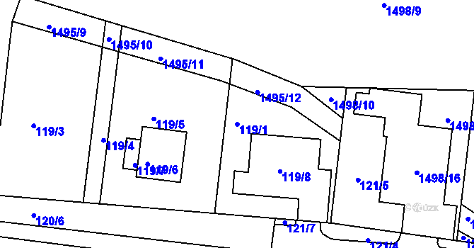 Parcela st. 119/1 v KÚ Dýšina, Katastrální mapa