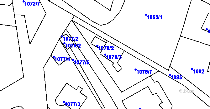 Parcela st. 1078/3 v KÚ Dýšina, Katastrální mapa