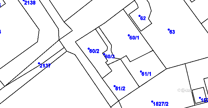 Parcela st. 60/3 v KÚ Dýšina, Katastrální mapa