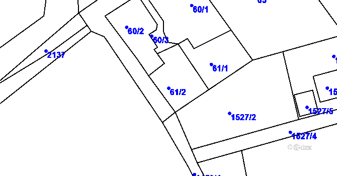 Parcela st. 61/2 v KÚ Dýšina, Katastrální mapa