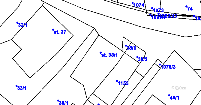 Parcela st. 38/1 v KÚ Dzbel, Katastrální mapa