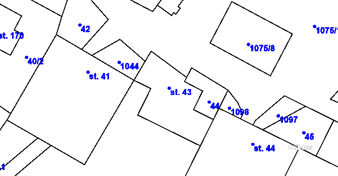 Parcela st. 43 v KÚ Dzbel, Katastrální mapa