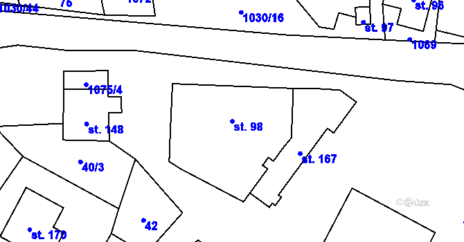 Parcela st. 98 v KÚ Dzbel, Katastrální mapa