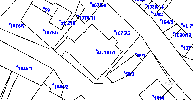Parcela st. 101/1 v KÚ Dzbel, Katastrální mapa