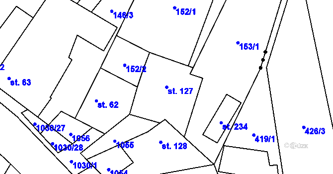 Parcela st. 127 v KÚ Dzbel, Katastrální mapa