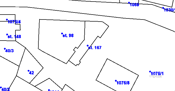 Parcela st. 167 v KÚ Dzbel, Katastrální mapa