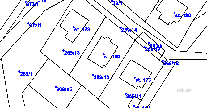 Parcela st. 190 v KÚ Dzbel, Katastrální mapa