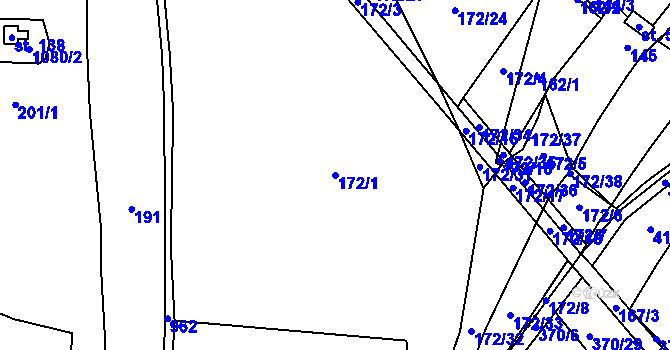 Parcela st. 172/1 v KÚ Dzbel, Katastrální mapa