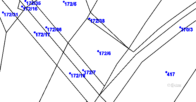 Parcela st. 172/6 v KÚ Dzbel, Katastrální mapa