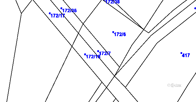 Parcela st. 172/7 v KÚ Dzbel, Katastrální mapa