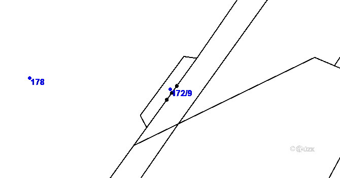 Parcela st. 172/9 v KÚ Dzbel, Katastrální mapa