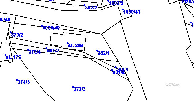 Parcela st. 382/1 v KÚ Dzbel, Katastrální mapa