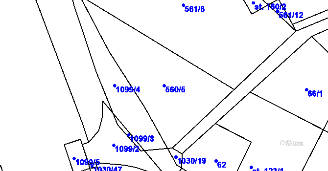 Parcela st. 560/5 v KÚ Dzbel, Katastrální mapa