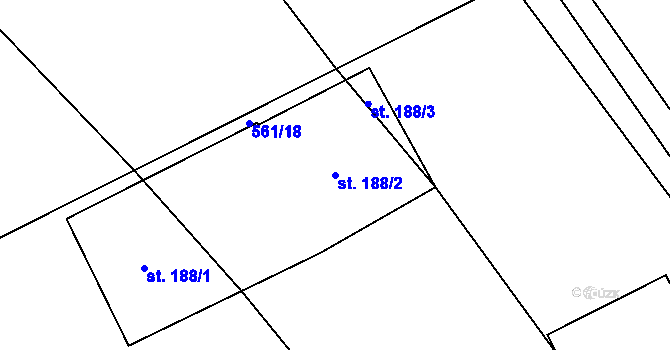 Parcela st. 188/2 v KÚ Dzbel, Katastrální mapa