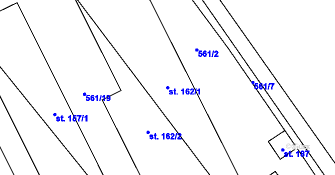 Parcela st. 162/1 v KÚ Dzbel, Katastrální mapa