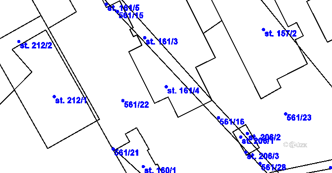 Parcela st. 161/4 v KÚ Dzbel, Katastrální mapa